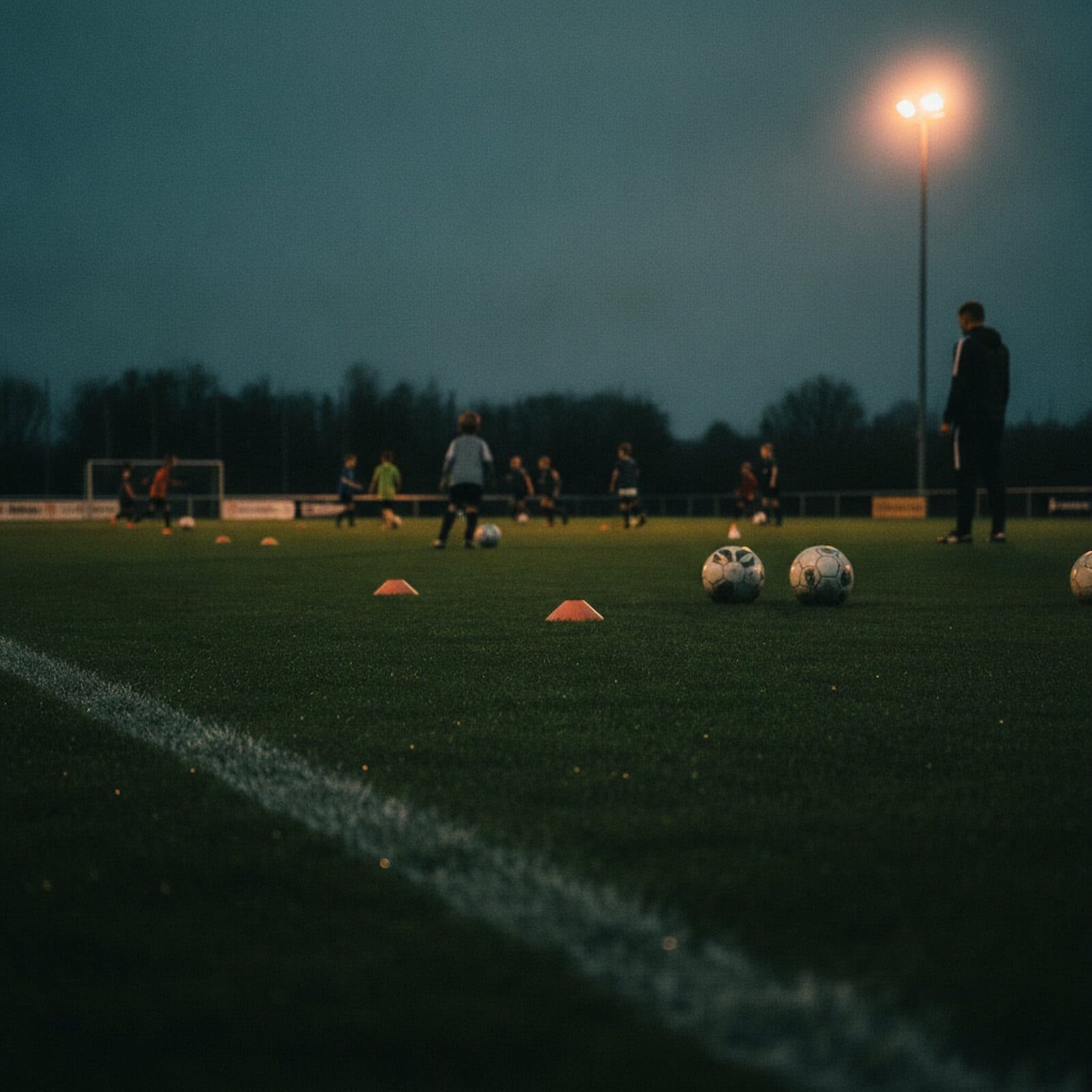 Jugendtraining unter Flutlicht auf der Sportanlage Brühlwiese